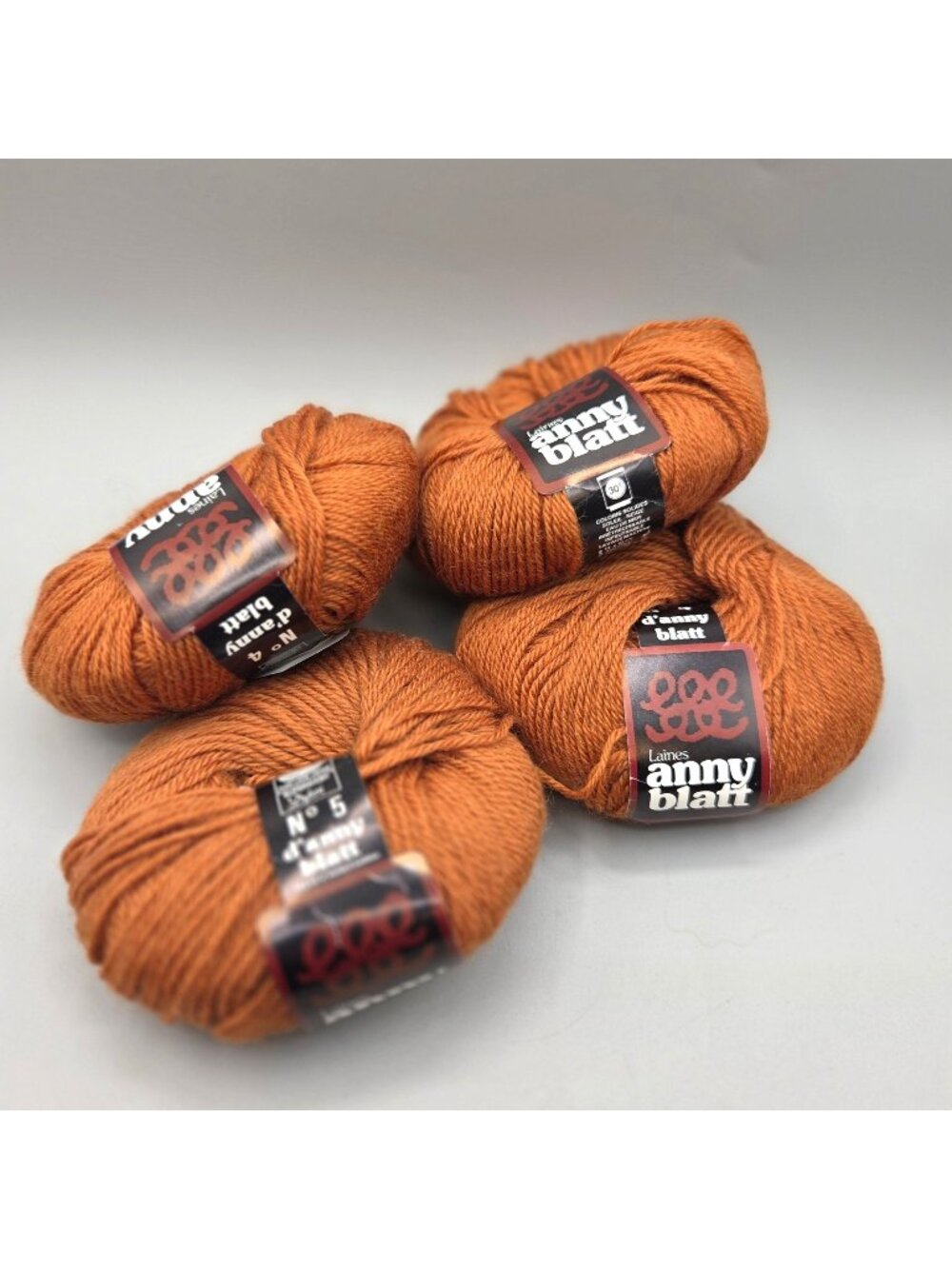 Vtg Anny Blatt Dylan N° 5 Pure Virgin Wool Superwash Yarn Burnt Orange Lot of 4